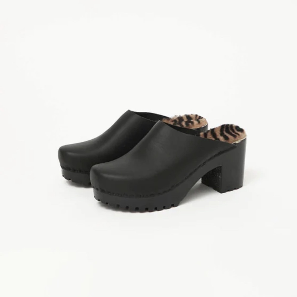 No.6 Store Liza Mid Tread Zebra Shearling Clogs